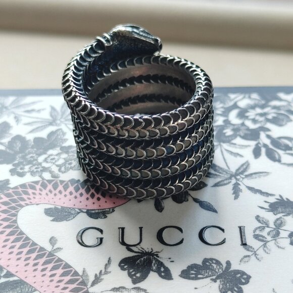 Gucci Garden Snake Wrap ring 925 Sterling Silver size US 7.5 - Picture 7 of 15